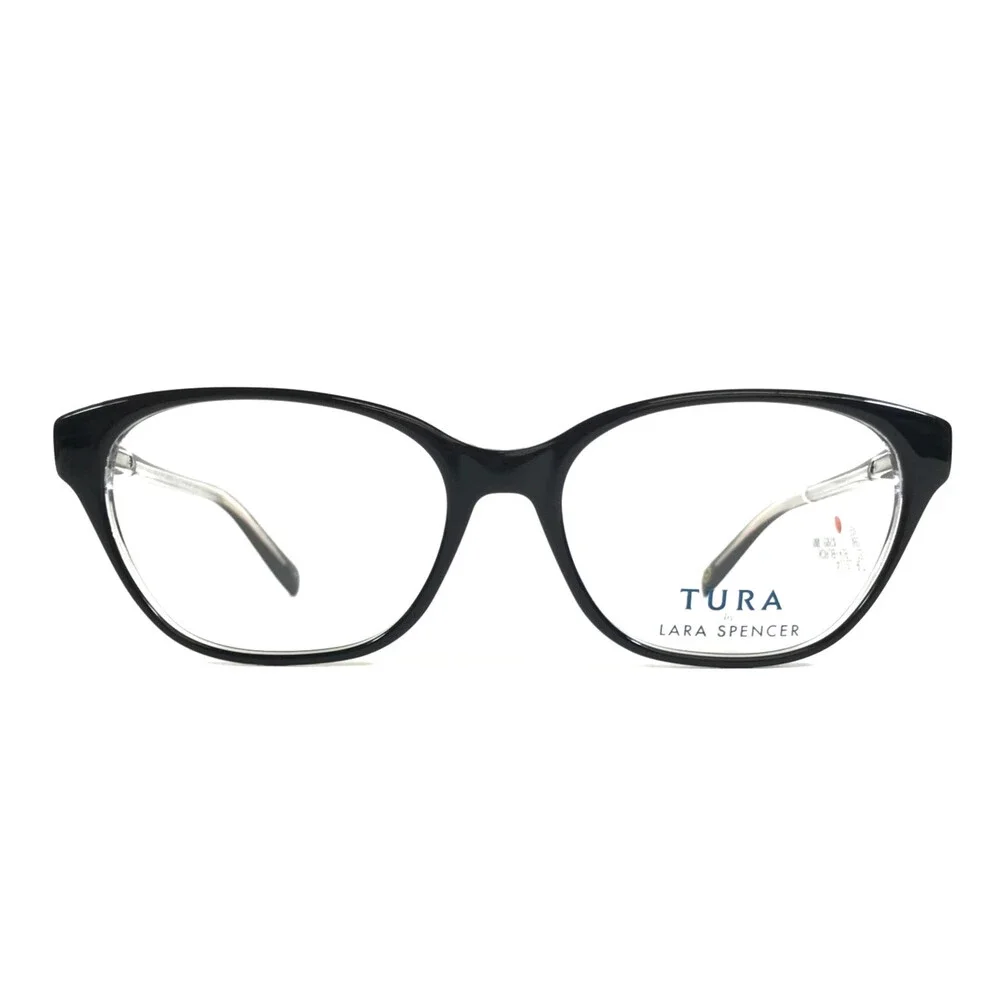 Tura by Lara Spencer Eyeglasses Frame LS114 BLK Black on Clear Cat Eye 53-16-135
